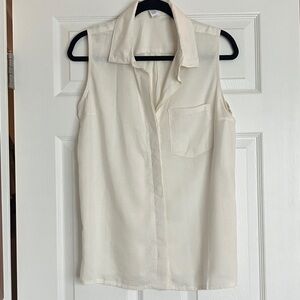 NWT Marika Ivory Sleeveless Linen Blend Top Sz M